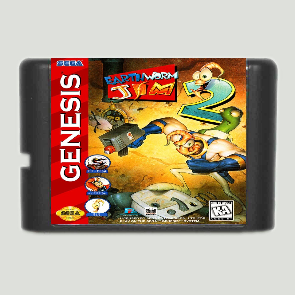 Earth Worm Jim 2 16 Ʈ MD  ī, Genesis Sega M..